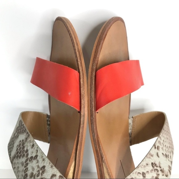 Dolce Vita Paci Snake Print Bright Orange Wedge Sandals SIZE 10 - Picture 6 of 11